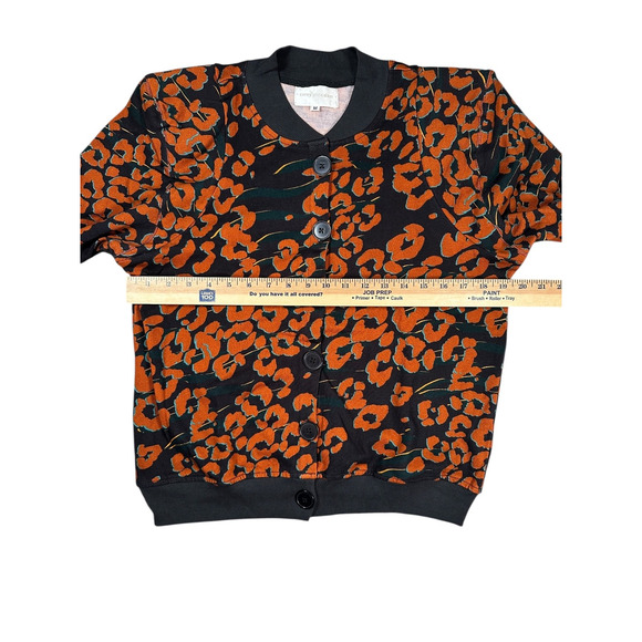 Corey Lynn Calter Womens Size Medium Orange Rust Leopard Cardigan Button Front - Picture 6 of 9